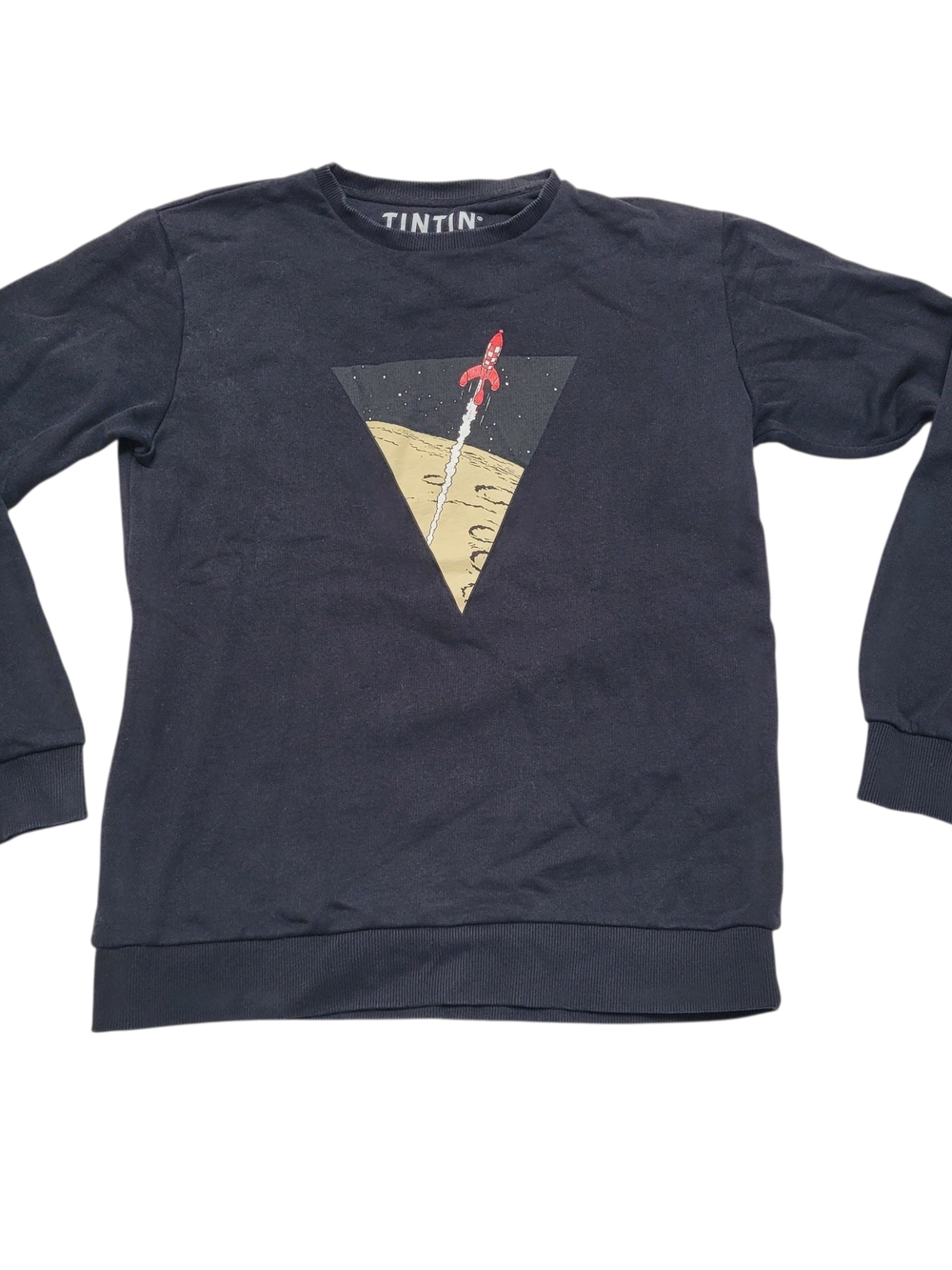 Adventures of Tintin Sweatshirt Explorers on Moon Rocket Black 2017 100% Cotton